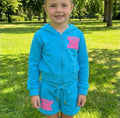 kids blue short set