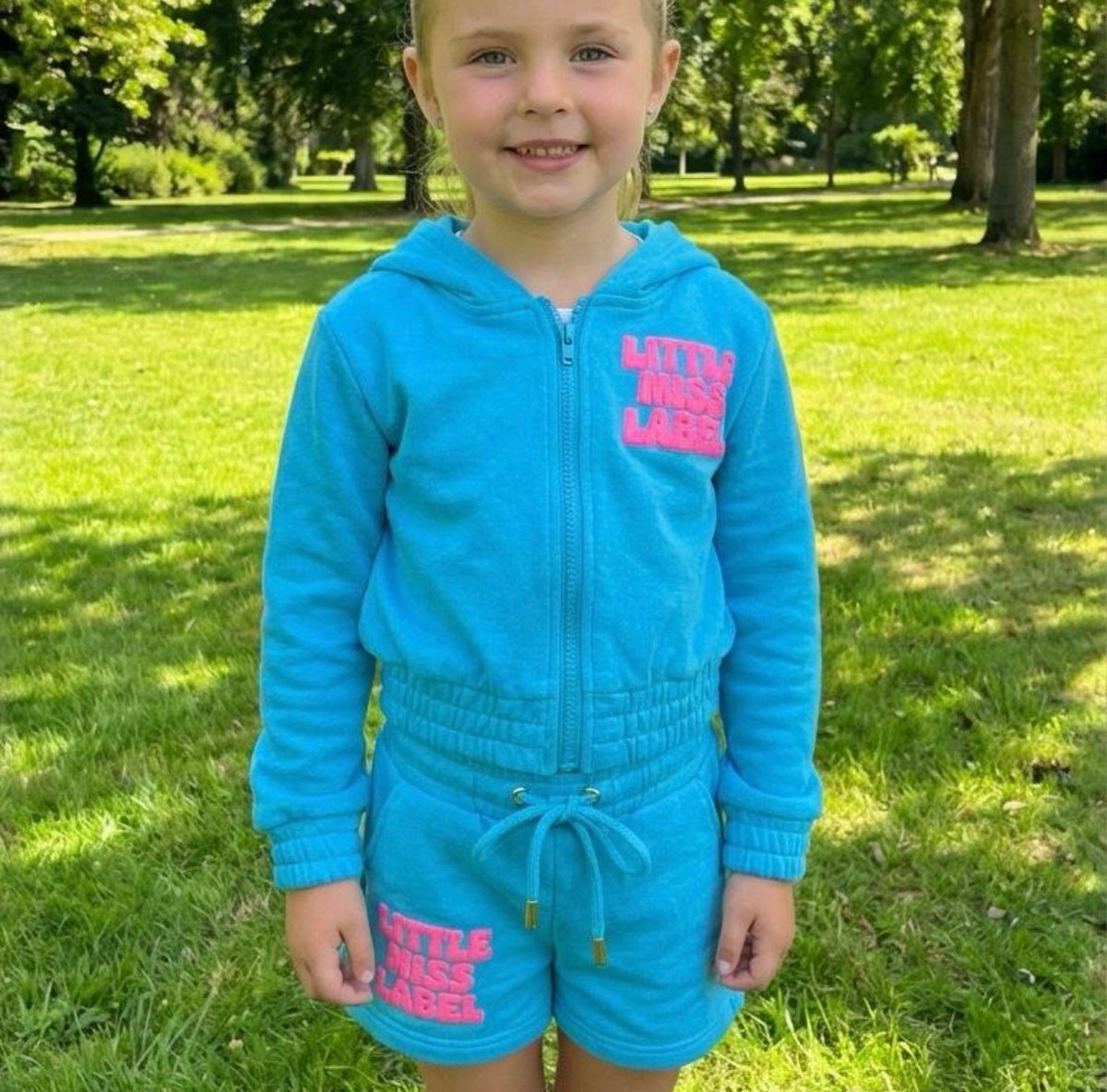 kids blue short set